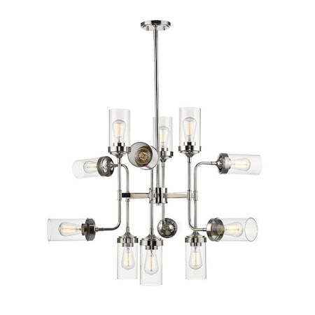 Z-Lite Calliope 12 Light Pendant, Polished Nickel & Clear 617-12PN
